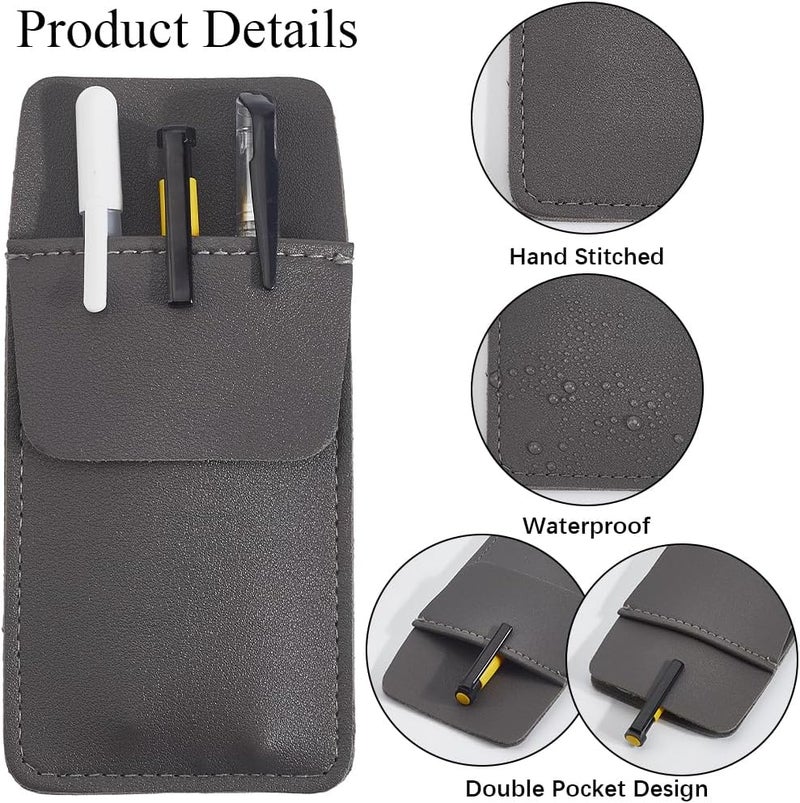 CALFOVERA 3PCS 3 Colors Genuine Leather Pen Pocket Protector Multipurpose Pen Pouch Holder Durable Tool Organizer Heavy Duty Pencil Pocket Protector for Nurse Teacher Shirts Hospital Office - Image 5